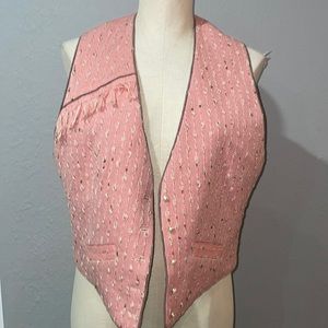Vintage Women's Pink Tweed Suiting Vest Waistcoat size M/no size tag Cotton
